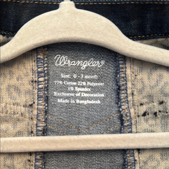 Wrangler Black Jean Jacket and pants with Leopard Accents Size 0-3 months - Picture 4 of 8